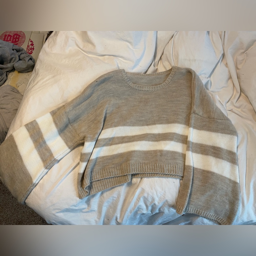 Cropped, bell sleeve sweater